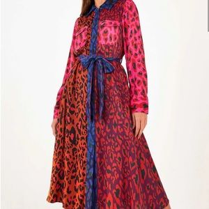 Anthropologie X Ferm Rio | satin leopard dress